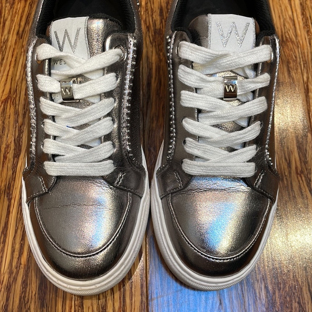 Westies Tori metallic silver stud lace up sneakers size 5 - Picture 8 of 11